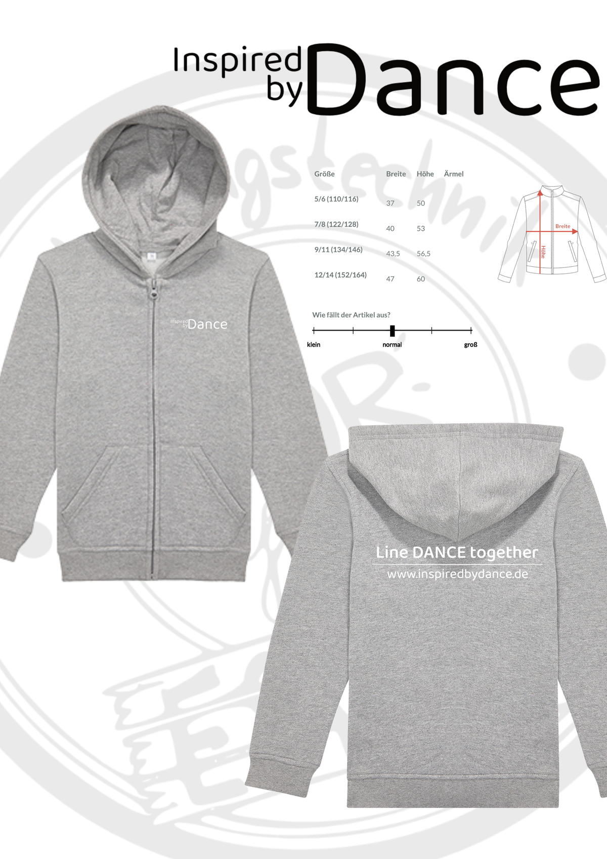 Kinder-ZipHoodie Inspired by Dance mit Vereinsdruck