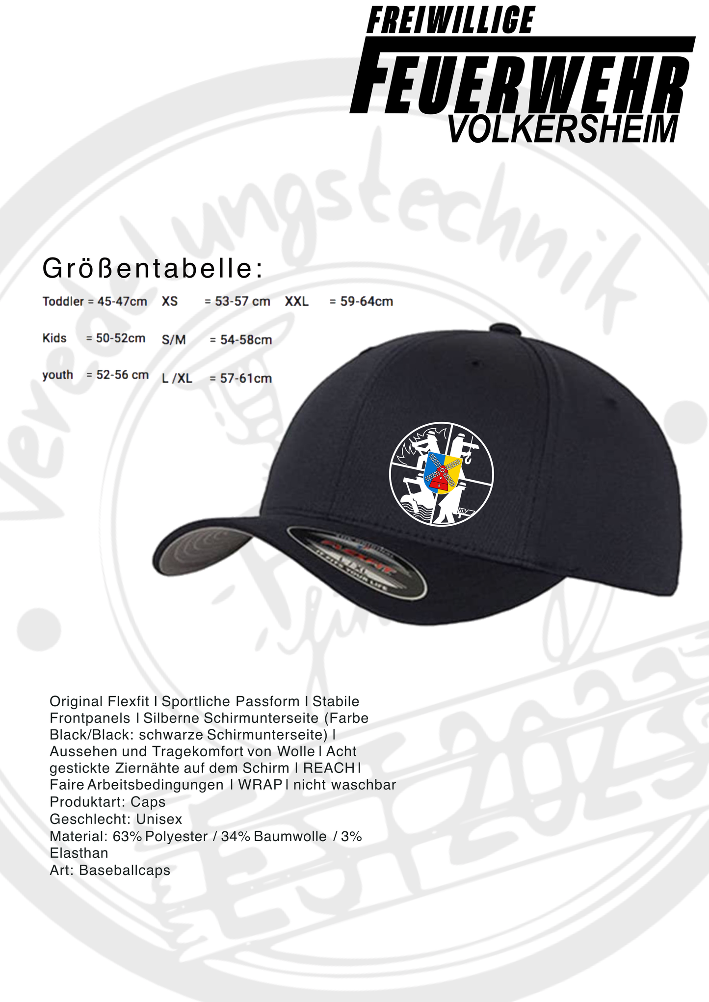 FlexFit Cap der Feuerwehr Volkersheim mit Wappen