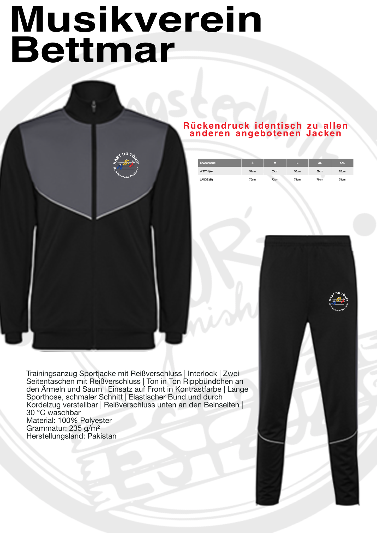 Trainingsanzug Musikverein Bettmar