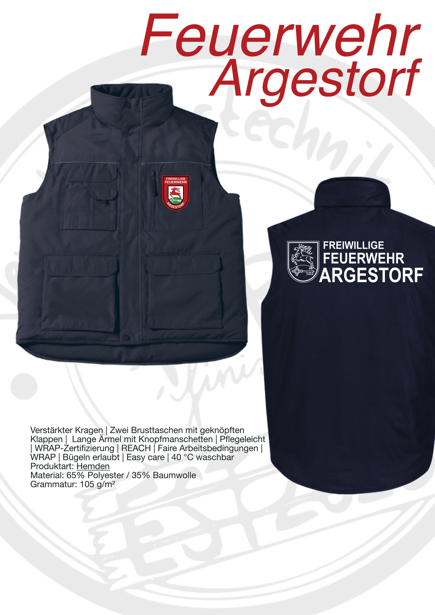 Weste der Feuerwehr Argestorf mit Wappen