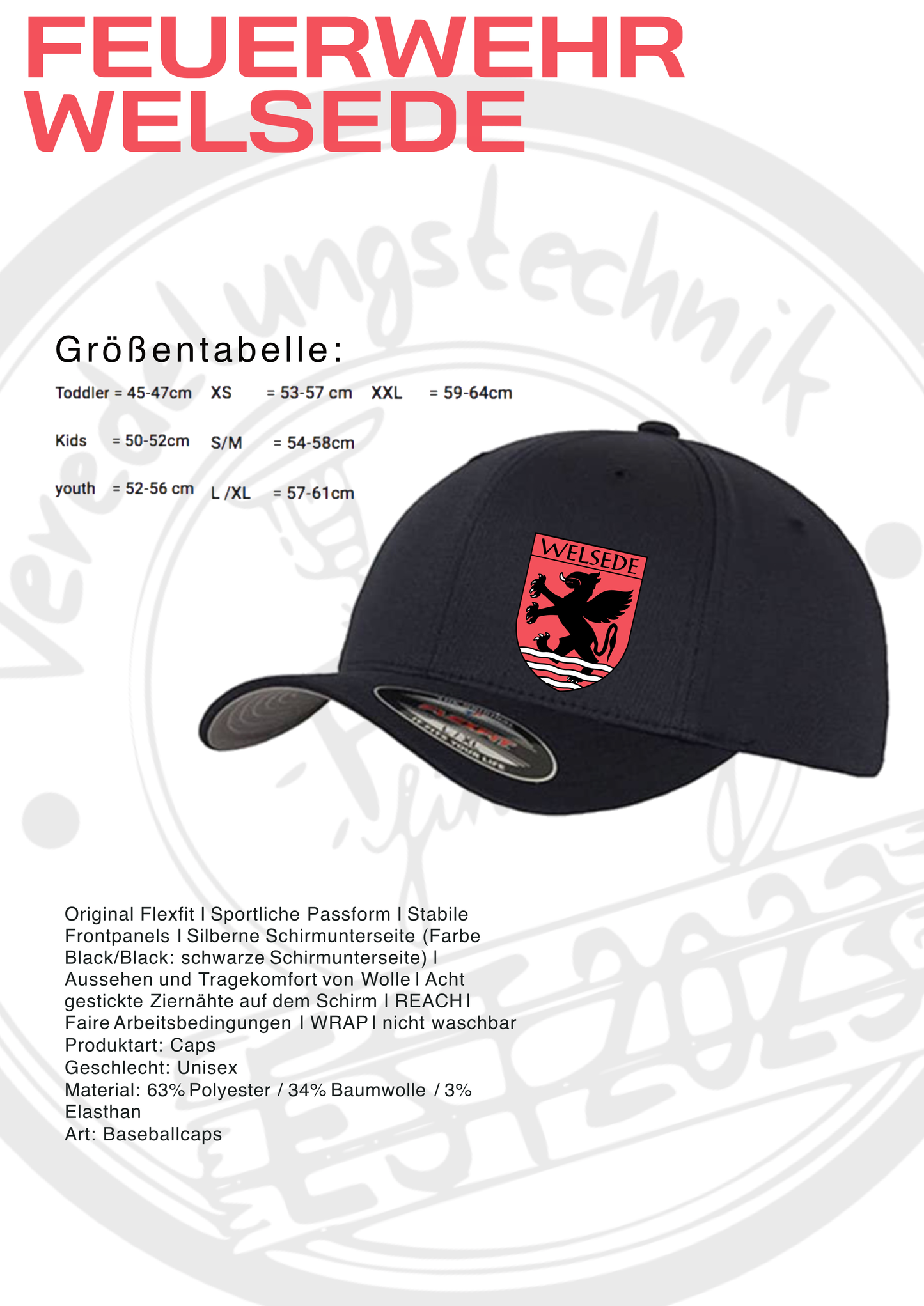 FlexFit Cap der Feuerwehr Welsede mit Wappen