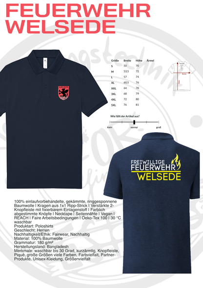 Poloshirt der Feuerwehr Welsede mit Wappen