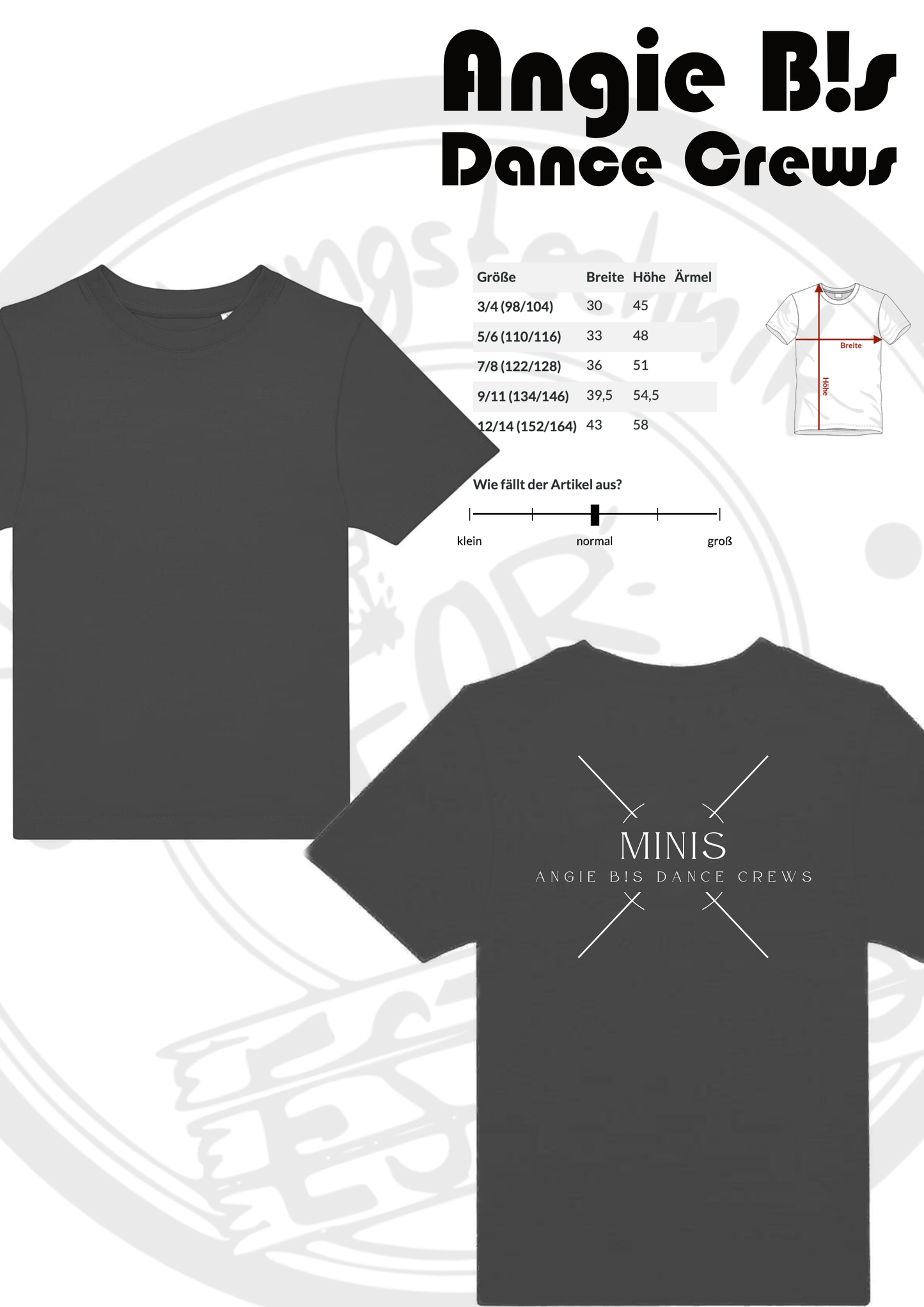 Kinder-T-Shirt der Angie B!s Dance Crews mit Rückendruck