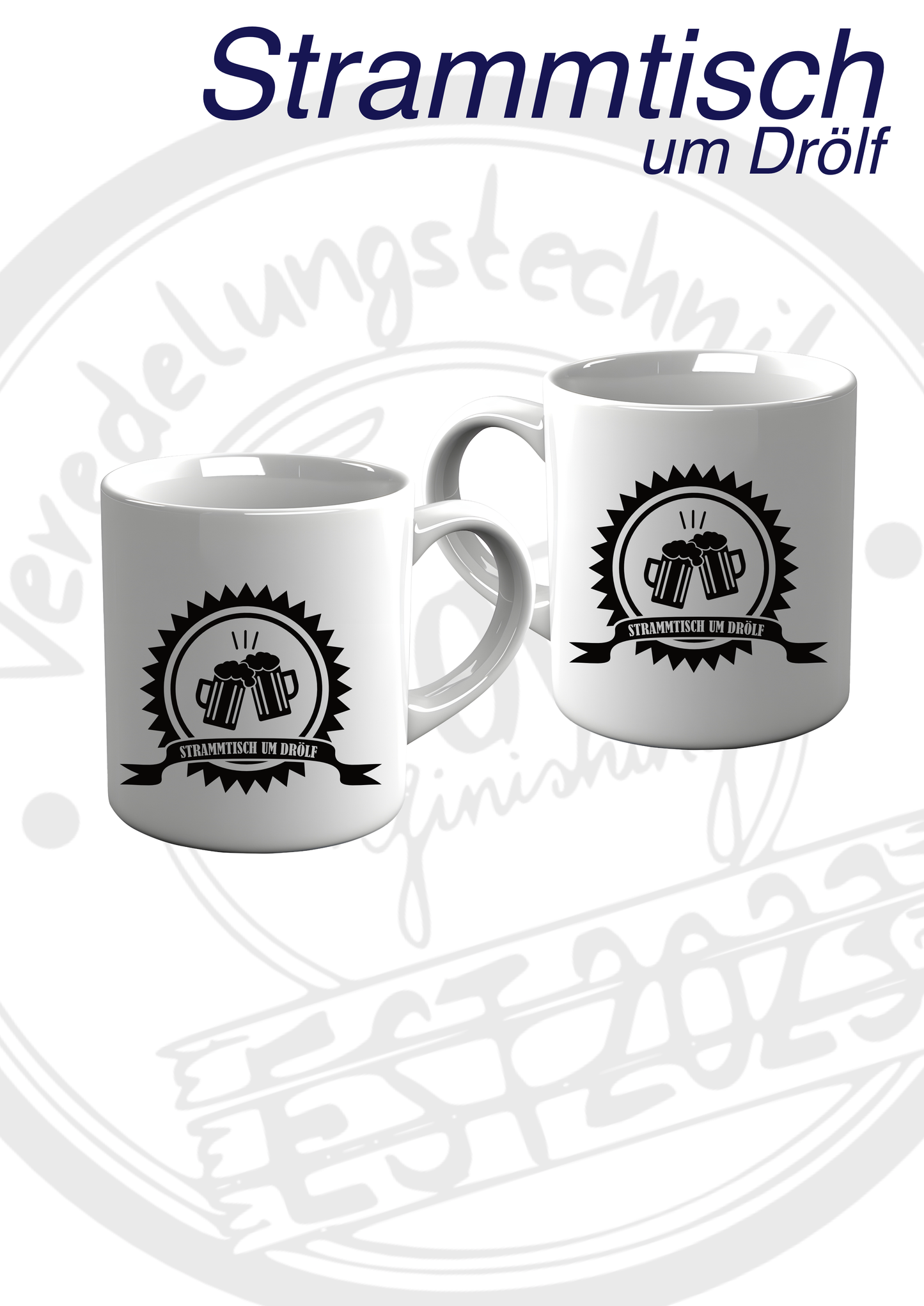 Tasse Strammtisch um Drölf mit Druck