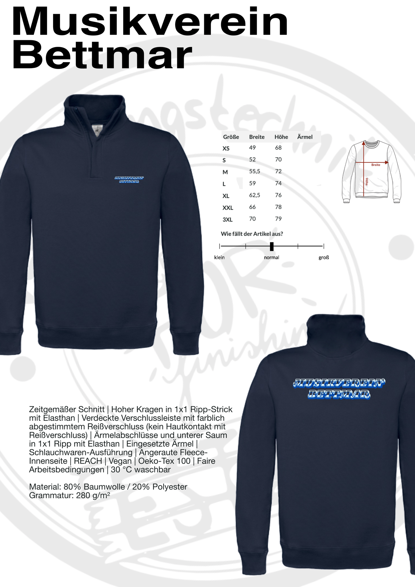 1/4 Zipper Musikverein Bettmar