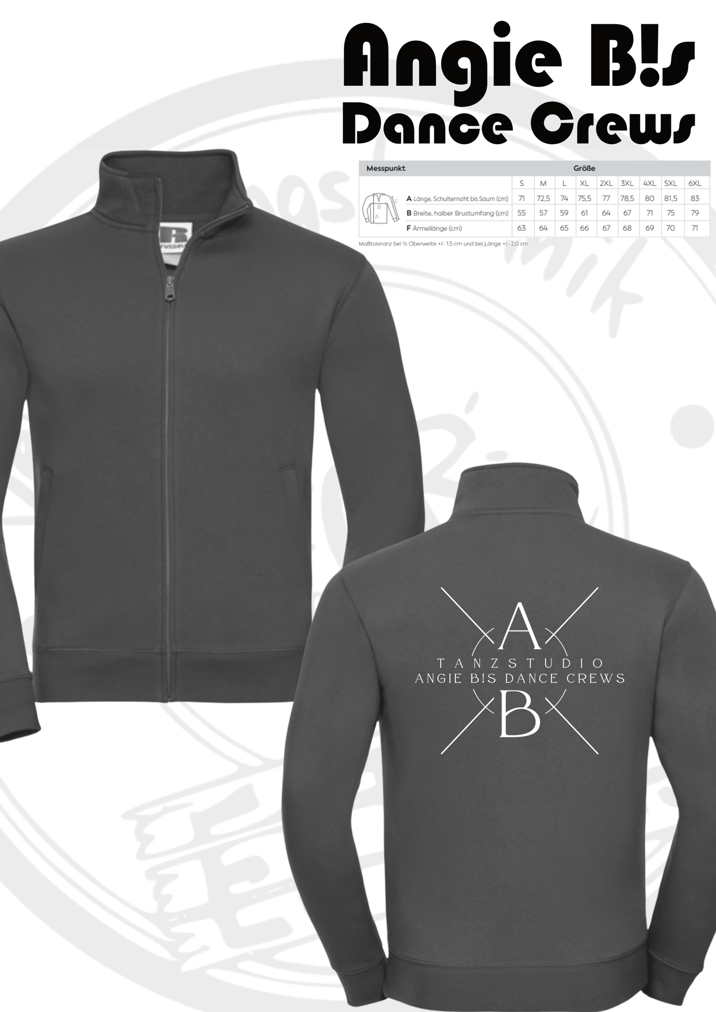 Sweatjacke der Angie B!s Dance Crews mit Rückendruck
