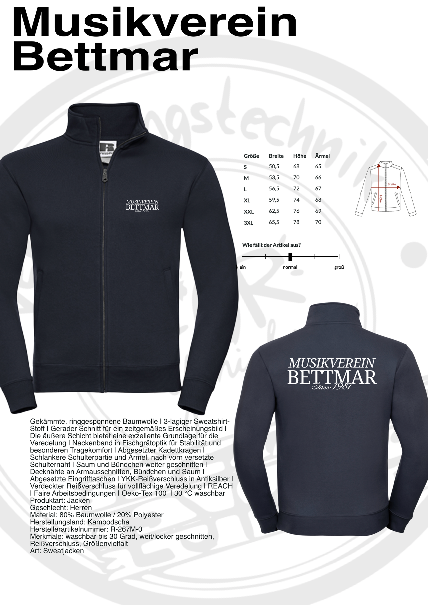 Sweatjacke Musikverein Bettmar