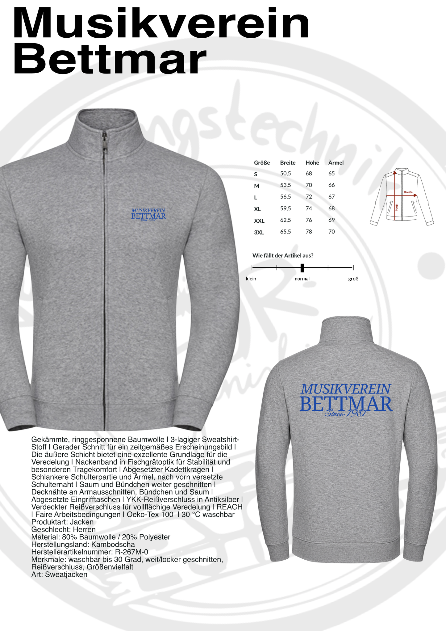 Sweatjacke Musikverein Bettmar