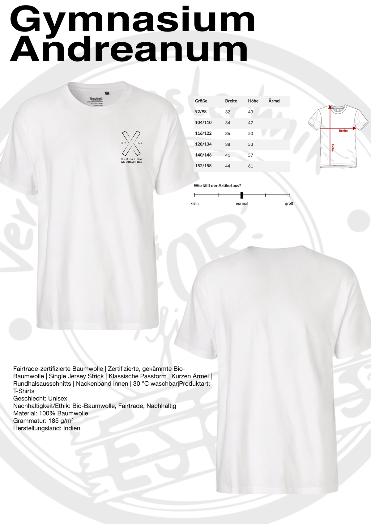T Shirt Gymnasium Andreanum (Kindergrößen)